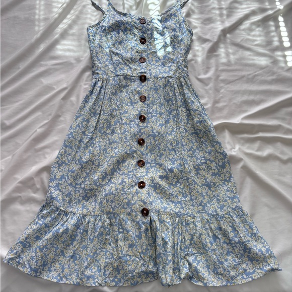 Blue Floral Button-Front Sundress - Picture 1 of 3